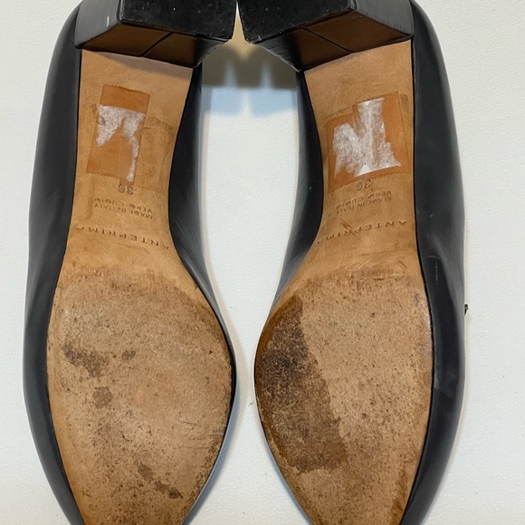 ANTEPRIMA Milano Leather Loafer Pump Grey 3”Block Heel Business Women EU36/US5.5 - Picture 10 of 11